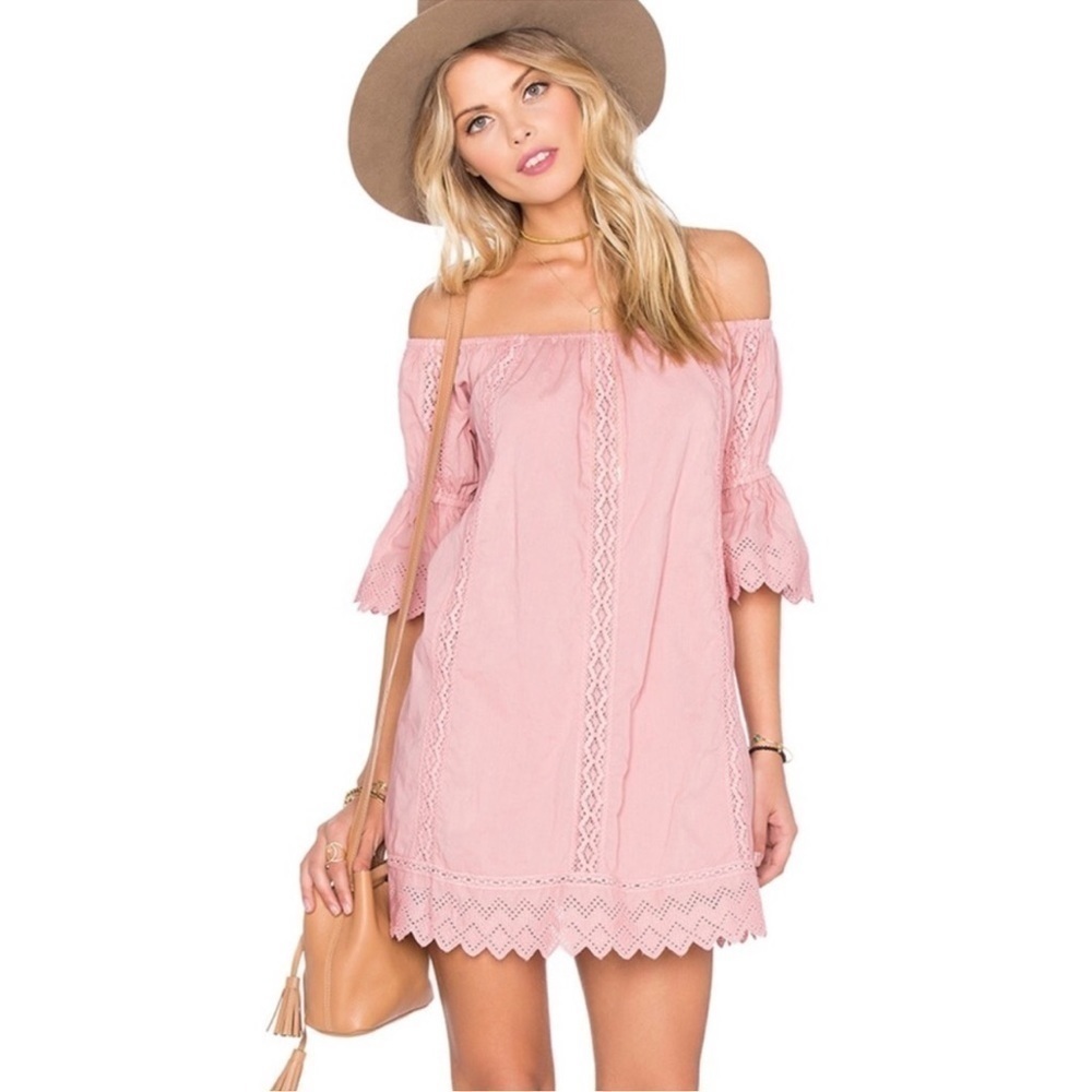 Tularosa Isabella Boho Mini Dress Coquette Feminine Romantic Pink Size Medium